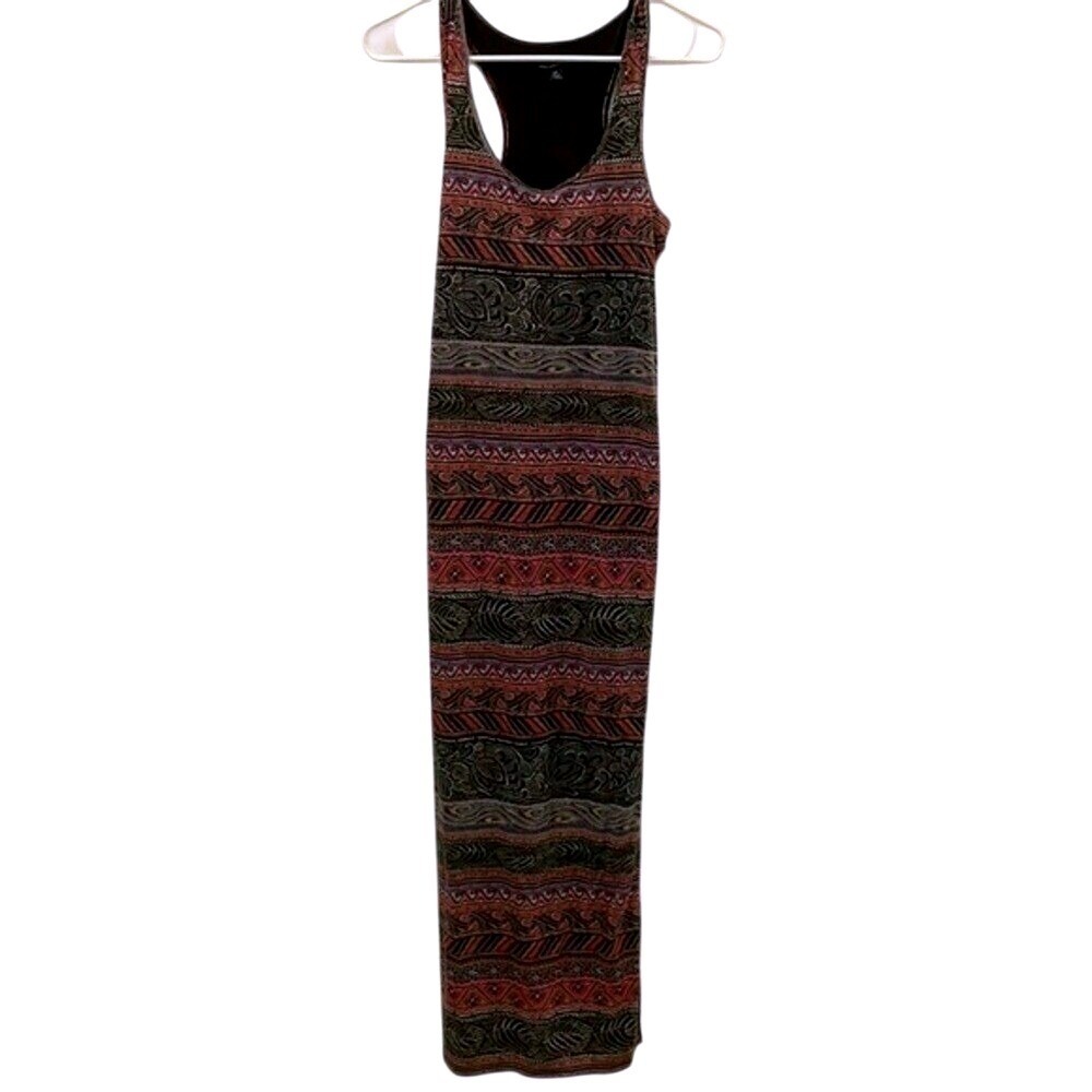 Maxi Dress Racerback Cutout Bohemian Print Sleeveless Casual Dress‎